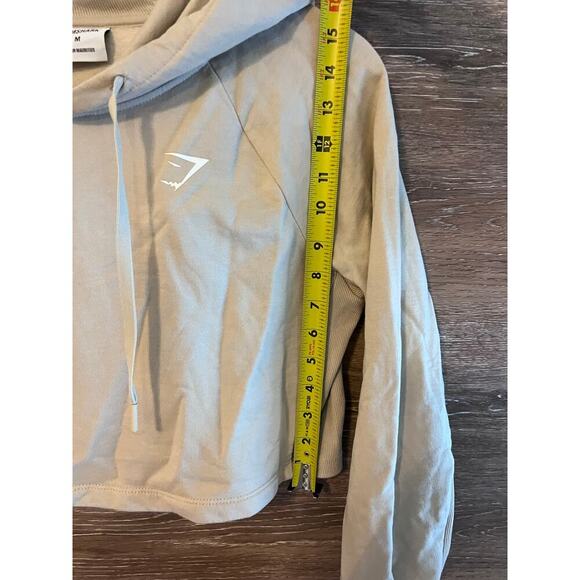 Gymshark women pullover cropped sz Medium cream hoodie gym workout beige - Picture 4 of 9